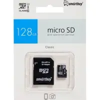 Карта памяти micro SDXC Smartbuy, 128 Гб, класс 10, UHS-1, с адаптером SD