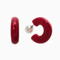 Серьги акрил "Полукольцо с бусиной №10", цвет бордовый (винный)