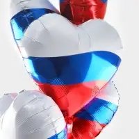 Воздушные шары фольгированные 18" &laquo;Сердце Триколор&raquo;, набор 5 штук