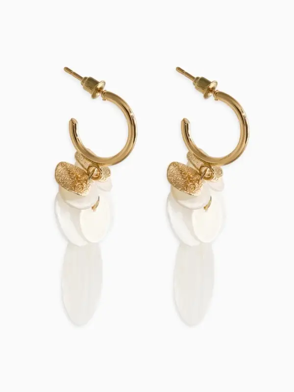 Серьги "Морской мир" чешуя, цвет белый в золоте