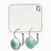 Серьги пластик "Таблетка" кошачий глаз, цвет голубой в серебре