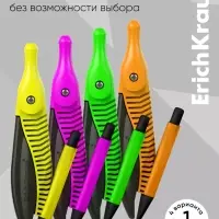 Циркуль пластиковый ErichKrause. Accent, 122 мм, PVC чехол, МИКС