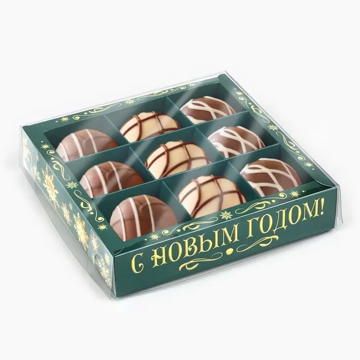 Коробка под 9 конфет с ячейками &laquo;Новогодняя сказка&raquo;, 14.5&times;14.5&times;3 см