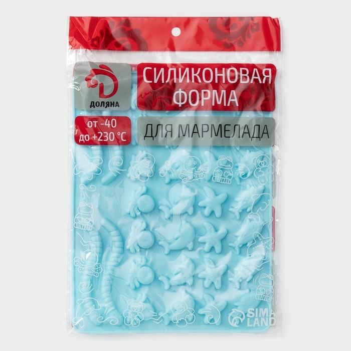 Форма для мармелада Доляна «Морские сладости», силикон, 22,3×17,2 см, 32 ячейки (2,7×2 см), цвет голубой Форма для мармелада Доляна «Морские сладости», силикон, 22,3×17,2 см, 32 ячейки (2,7×2 см), цвет голубой