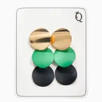 Серьги металл &laquo;Азелия&raquo;, выгнутые круги, чёрно-зелёные в золоте