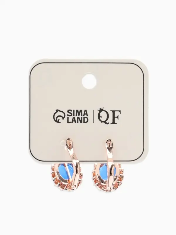 Серьги со стразами &laquo;Эдель&raquo;, овал кружево, синие в розовом золоте