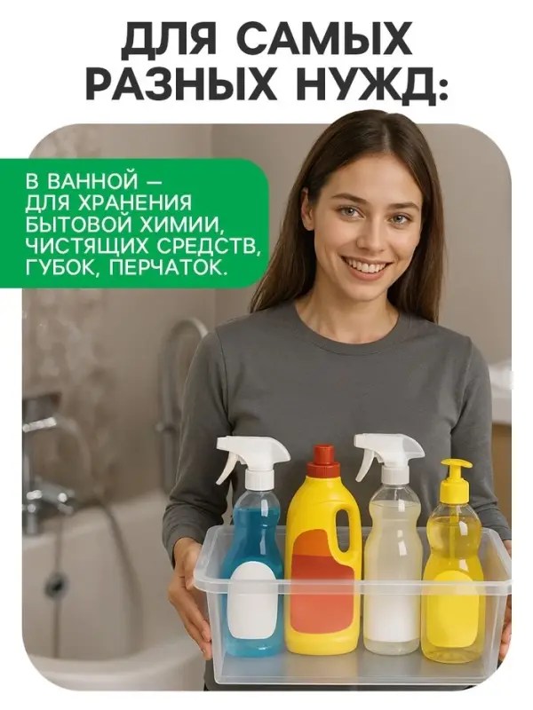 Ящик пластиковый для хранения, с крышкой, объём &mdash; 10 л, прозрачно-матовый