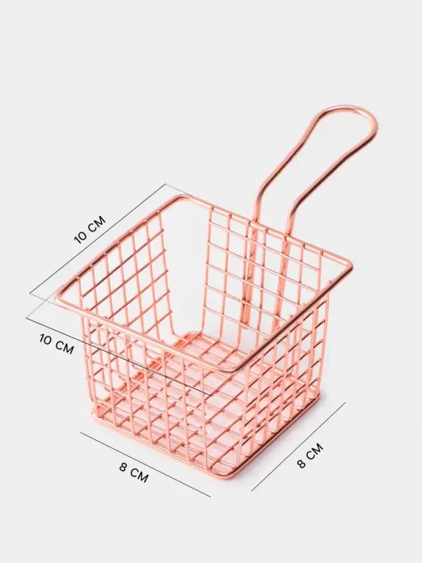 Корзинка для картофеля фри Доляна &laquo;Роял&raquo;, крупная сетка, розовое золото, форма ручки МИКС