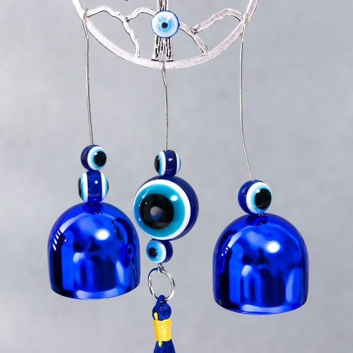 Музыка ветра металл Музыка ветра металл "Дерево жизни в круге" от сглаза с кисточкой 2 колокольчика 22х6,5 см