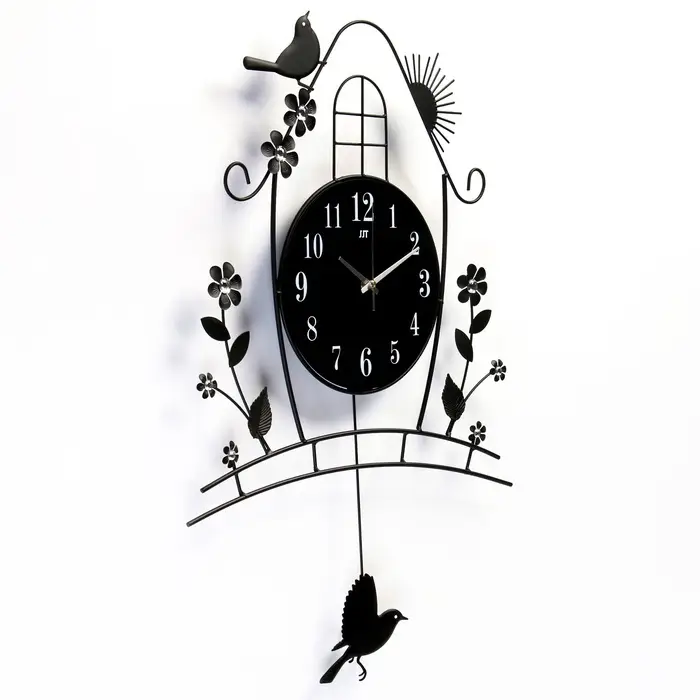 Часы настенные интерьерные, с маятником &laquo;Домик&raquo;, плавный ход, 46&times;72 см, чёрные