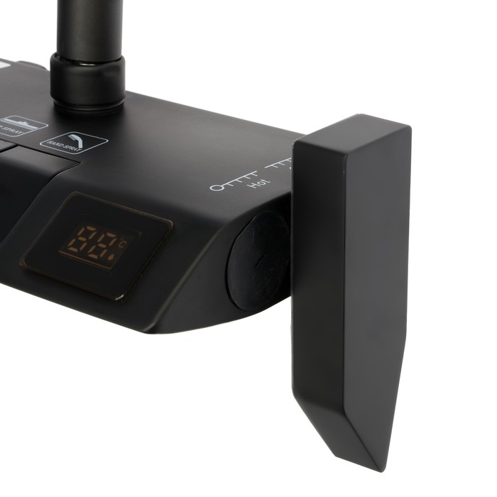 Душевая система ZEIN Z3897, верхняя и ручкая лейка, ПВХ шланг, экран температуры, черная Душевая система ZEIN Z3897, верхняя и ручкая лейка, ПВХ шланг, экран температуры, черная