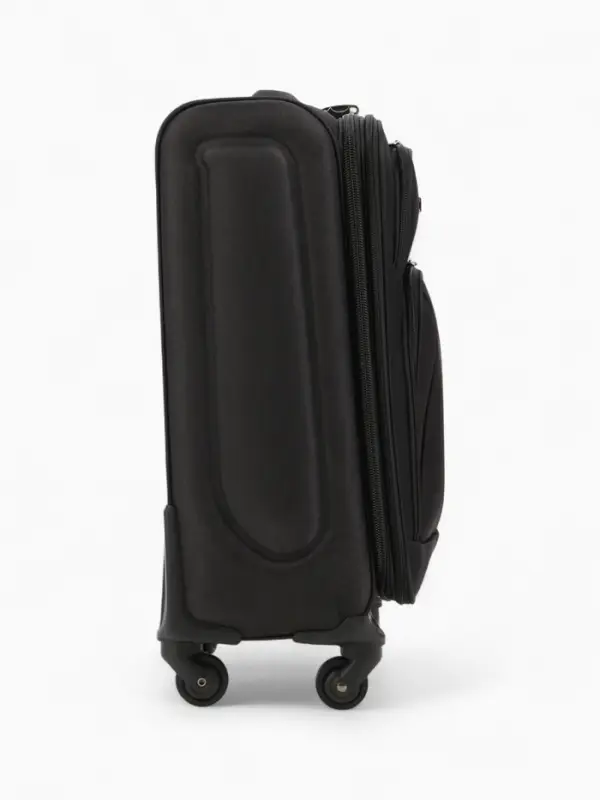 Чемодан 20 Чемодан 20", Текст, 37*23*54, отд на молнии, 2 нар/карм, увелич, код замок, 4 колеса, черный 10875