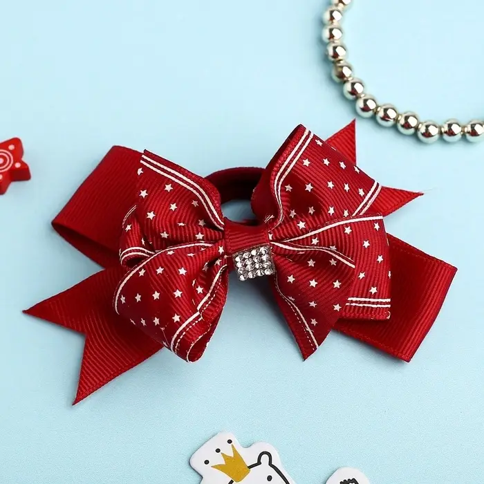 Бант для волос на резинке &laquo;Школьница&raquo;, звезда, 12 см, красный