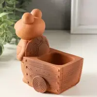 Подставка для мелочей &laquo;Черепаха с тележкой&raquo;, 12&times;10&times;8 см, гипс, охра