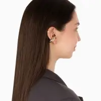 Серьга и кафф QF &laquo;Бублик&raquo;, набор 3 шт. стразы, цвет золото