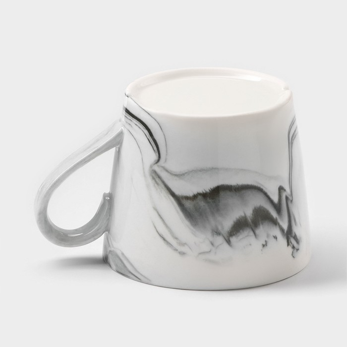 Набор кружек керамических на металлической подставке &laquo;Мрамор&raquo;, 6 предметов: 390 мл, цвет серый