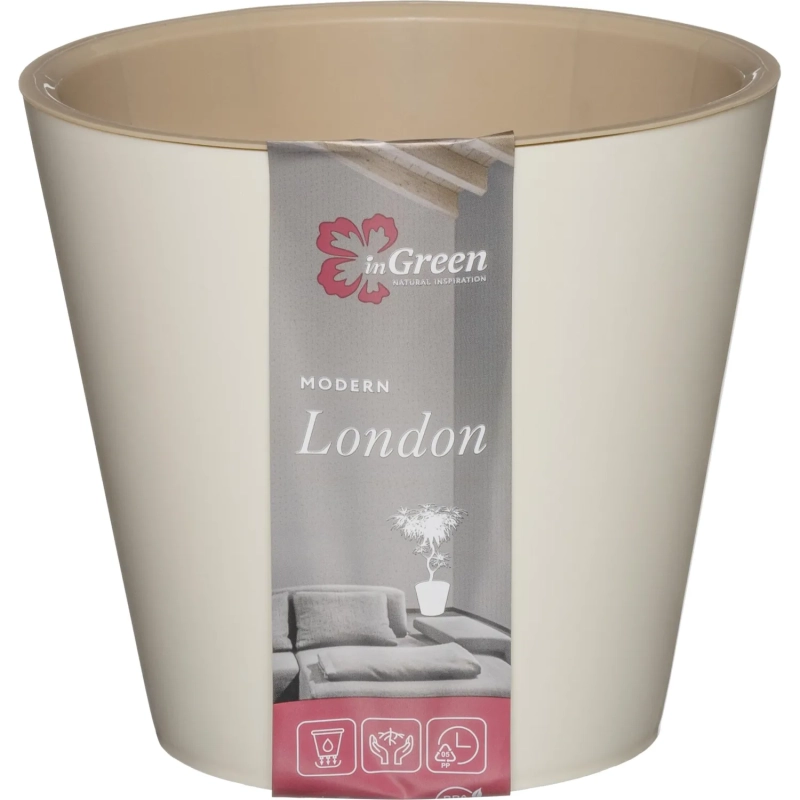 Горшок для цветов London  D 160 мм, 1,6 л Сливочный ING6204СЛ