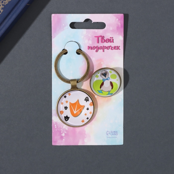 Набор брелок и значок  Набор брелок и значок "Олуша" 6х11 см