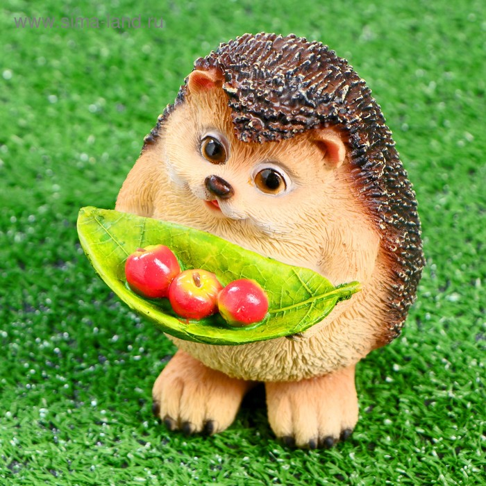 Садовая фигура  Садовая фигура "Ежик с листочком" 12х11х16см
