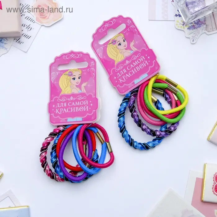 Резинка для волос Резинка для волос "Грандиент" (набор 6 шт) перелив, 4,5 см, микс