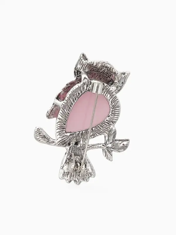 Брошь &laquo;Сова&raquo;, сиреневая в чернёном серебре