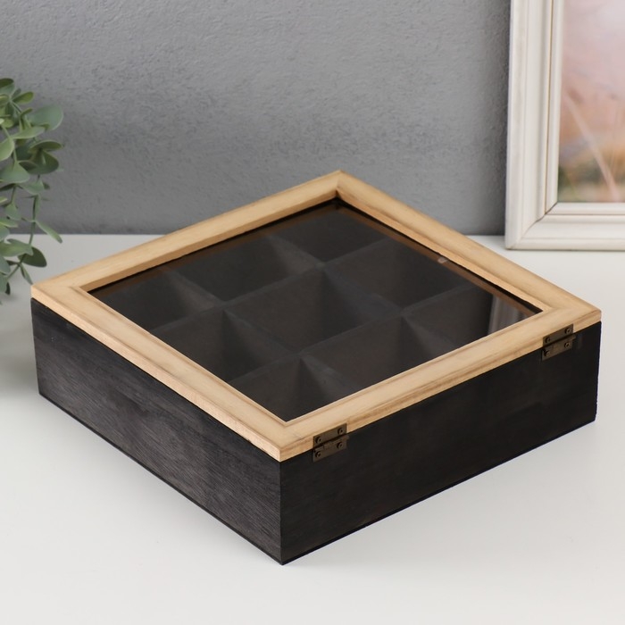 Шкатулка дерево с делениями  Шкатулка дерево с делениями "Квадратная" 24х24х7,5 см