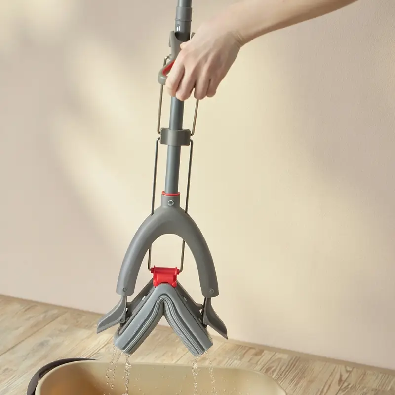 Швабра с отжимом и смен. насадкой ПВА тм VETTA Премиум Грей, телеск. ручка 123-141см, насадка 28см