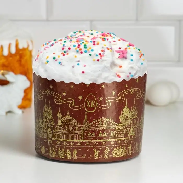 Форма бумажная для кулича Форма бумажная для кулича "Храм золотой" 134 x 100 мм