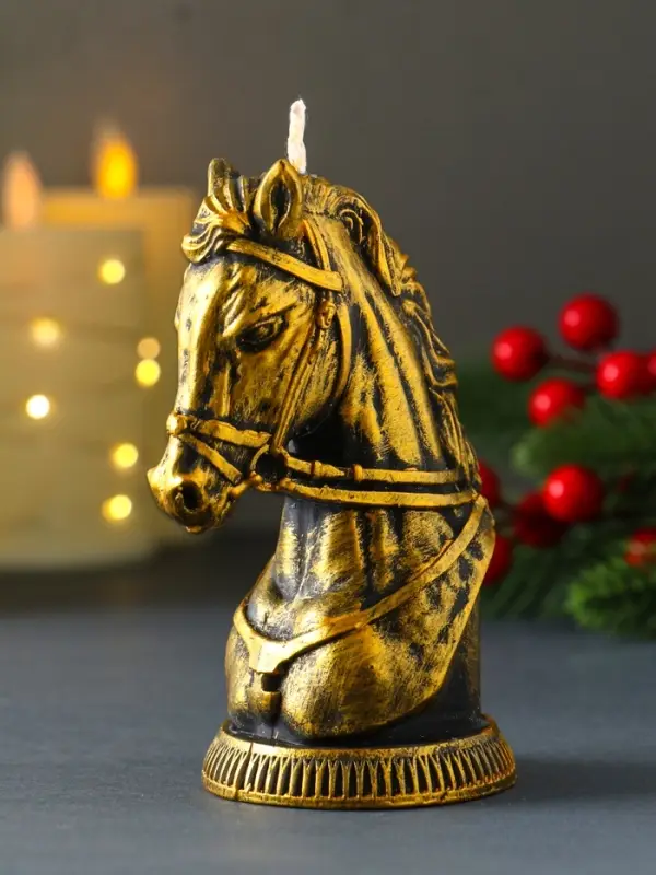 Декоративная свеча Декоративная свеча "Бюст лошади" (бронза), 131 г, 74х60х118