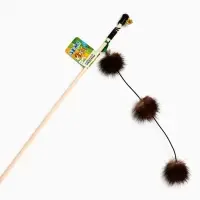 Дразнилка - удочка &laquo;Салют из норки&raquo;, на деревянной палочке, цвет МИКС
