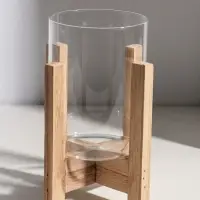 Подсвечник стекло, дерево "Рустик" d=9 см 16х16х21 см Подсвечник стекло, дерево "Рустик" d=9 см 16х16х21 см