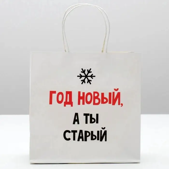 Пакет подарочный новогодний &laquo;Год Новый, а ты старый&raquo;, 22&times;22&times;11 см