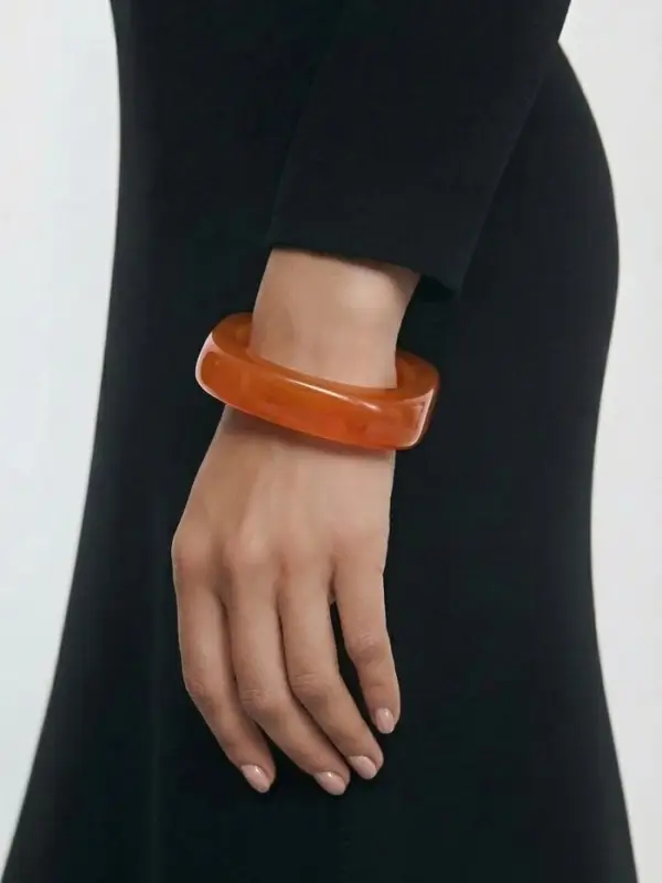 Браслет манжет акрил "Тренд", цвет оранжевый