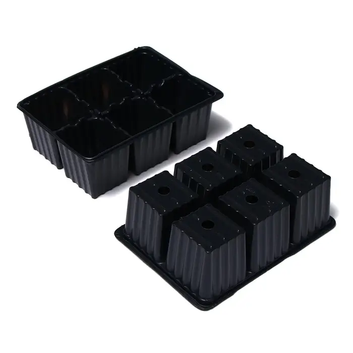 Мини - парник для рассады, 57&times;18&times;12 см, 3 вставки, 18 ячеек по 125 мл, пластик, Greengo