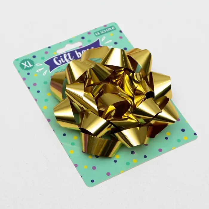 Подарочный Бант - звезда № 14, золотой, металлик, для упаковки подарков