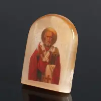 Икона Николай Чудотворец, 6х5 см, селенит