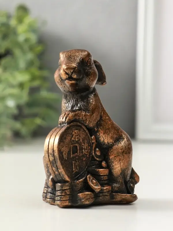 Фигура Фигура "Заяц на деньгах", высота 10 см, цвет винтажная бронза