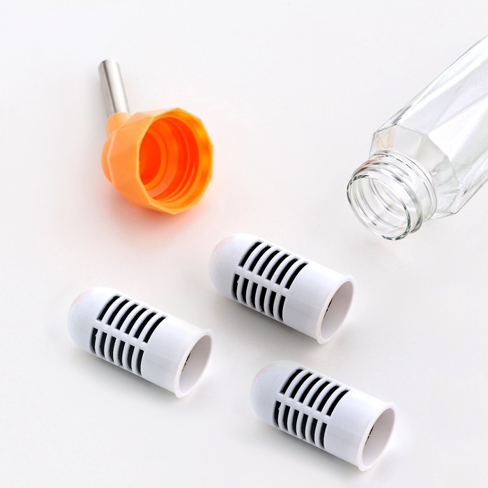 Поилка для грызунов, 80 мл, крепление-пружинка, и два сменных фильтра, оранжевая Поилка для грызунов, 80 мл, крепление-пружинка, и два сменных фильтра, оранжевая