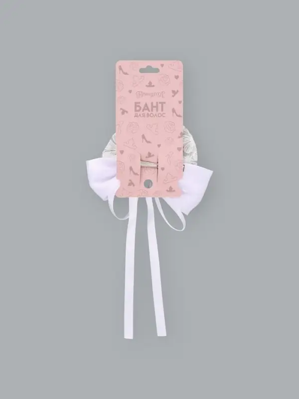 Бант для волос на заколке с лентами &laquo;Цветы&raquo;, белый, Принцессы