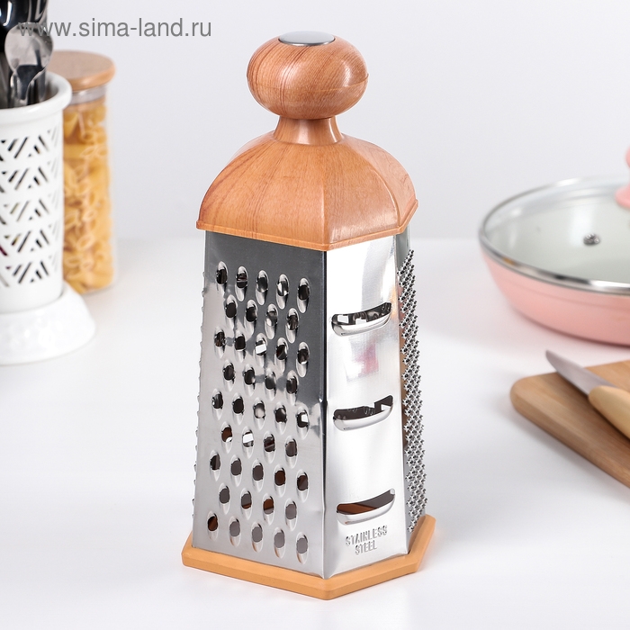 Тёрка шестигранная Доляна «Деревенька», 12×10×23 см, цвет коричневый Тёрка шестигранная Доляна «Деревенька», 12×10×23 см, цвет коричневый