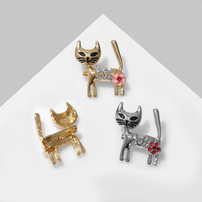 Брошь «Кошечка» с цветком, цвет МИКС (неделимая фасовка 12 шт., цена за шт.) Брошь «Кошечка» с цветком, цвет МИКС (неделимая фасовка 12 шт., цена за шт.)