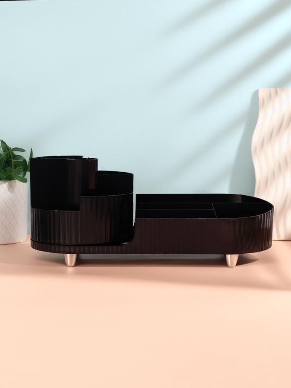 Органайзер 9секц ELIS вращающ 34,5*14,7*14,3см чёрн/серебр к/кор накл QF