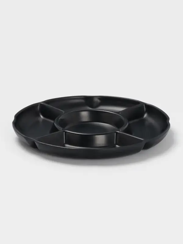 Менажница &laquo;Чёрный Восток&raquo;, 5 секций, пластик, 25&times;2.5 см, диаметр центра 11 см, чёрная