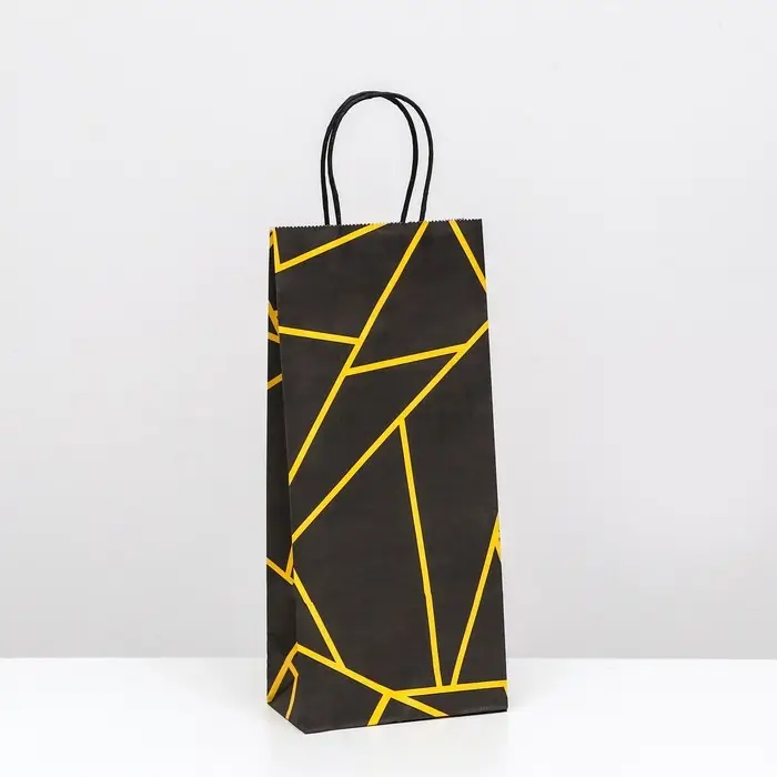 Пакет крафт под бутылку «Геометрия», 14×8×32 см