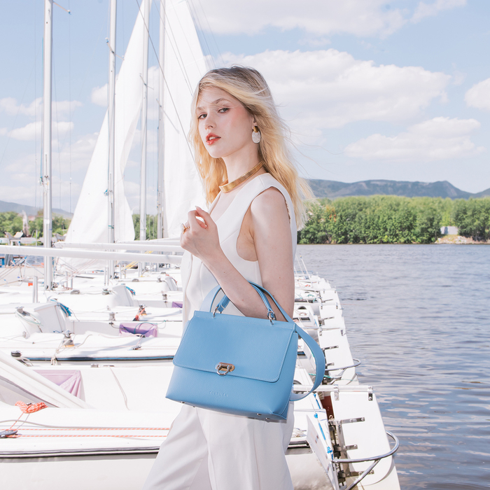 Сумка женская TEXTURA, мессенджер, средний размер, цвет голубой