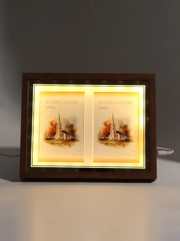 Фоторамка светодиодная на 2 фото &laquo;Чудо рамка&raquo; 10&times;15 см, стеклянный экран, серый
