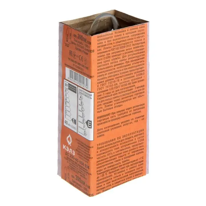 Лампа накаливания КЭЛЗ, ДС, Е14, 40 Вт, 230 В Лампа накаливания КЭЛЗ, ДС, Е14, 40 Вт, 230 В