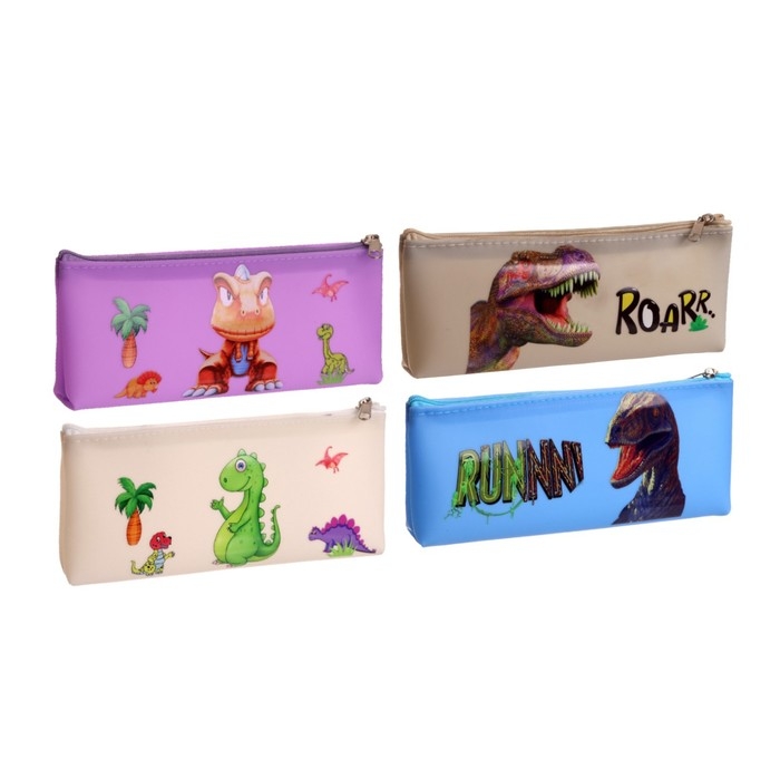 Пенал школьный на молнии Пенал школьный на молнии "Динозавр", МИКС