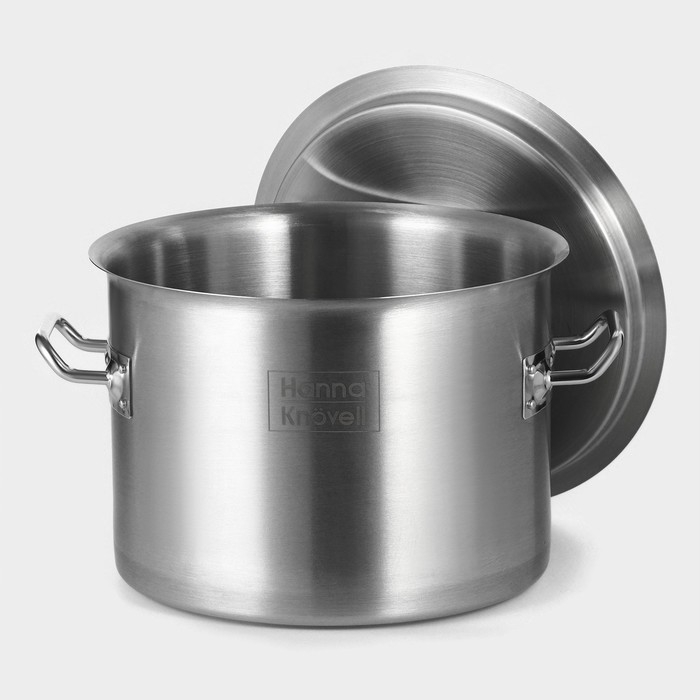 Кастрюля из нержавеющей стали Hanna Knövell с крышкой, 10 л, d=25 см, h=18 см, толщина 0,8мм, дно ТРС, толщина дна 4,4 мм, 201 сталь, индукция