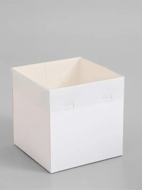 Коробка для цветов с PVC крышкой, 12&times;12&times;12 см, белая